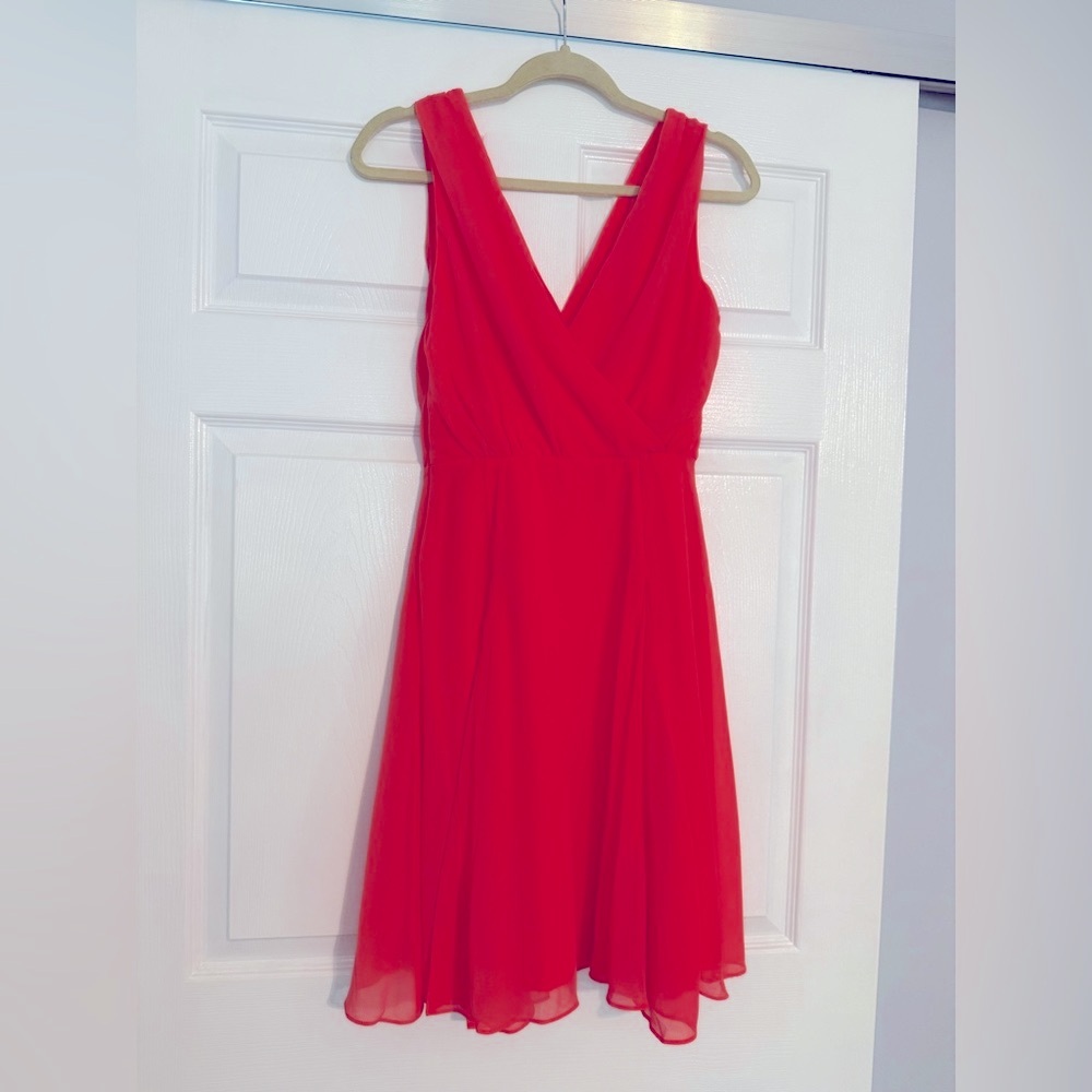 Elegant Orange/Coral Sleeveless Dress